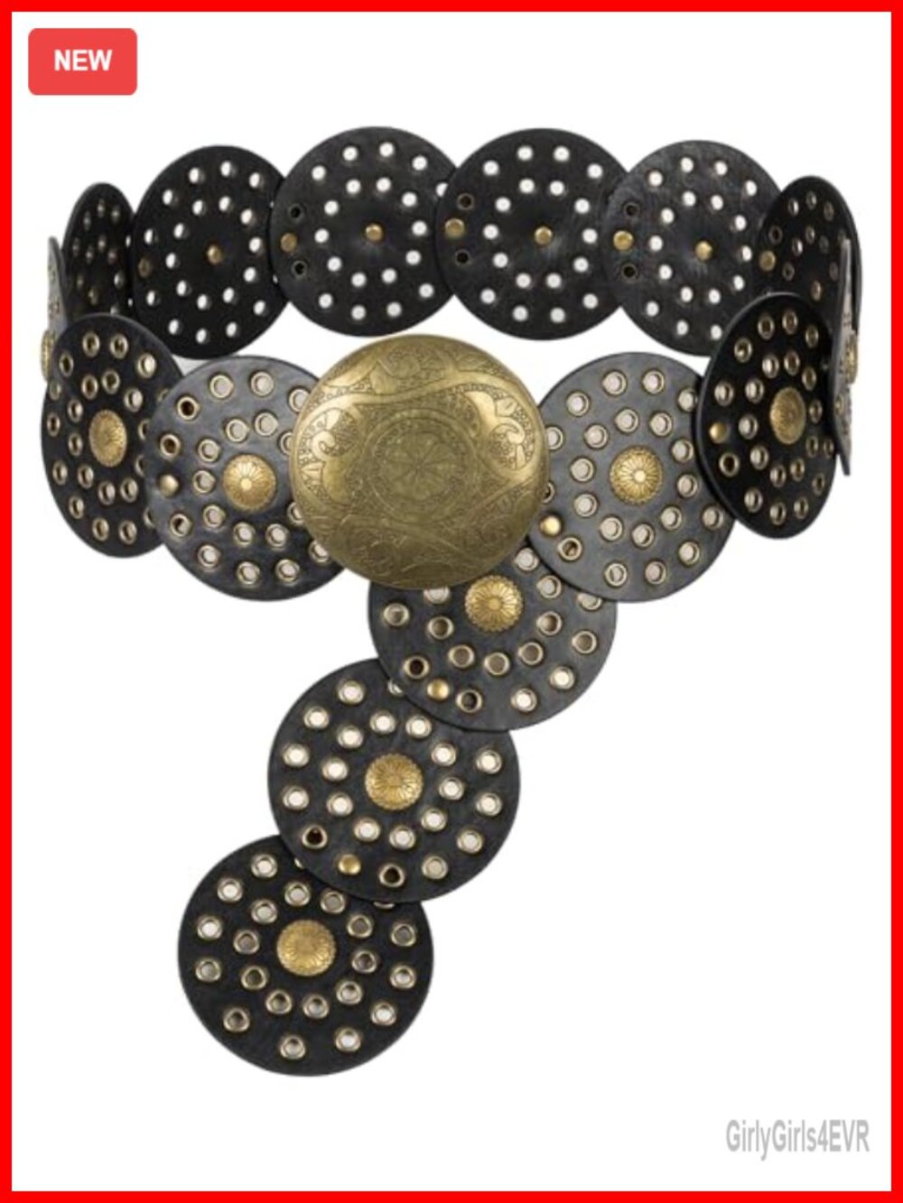 Women's Wide Western Disc Belt PU Leather Alloy Metal Adjustable Waist